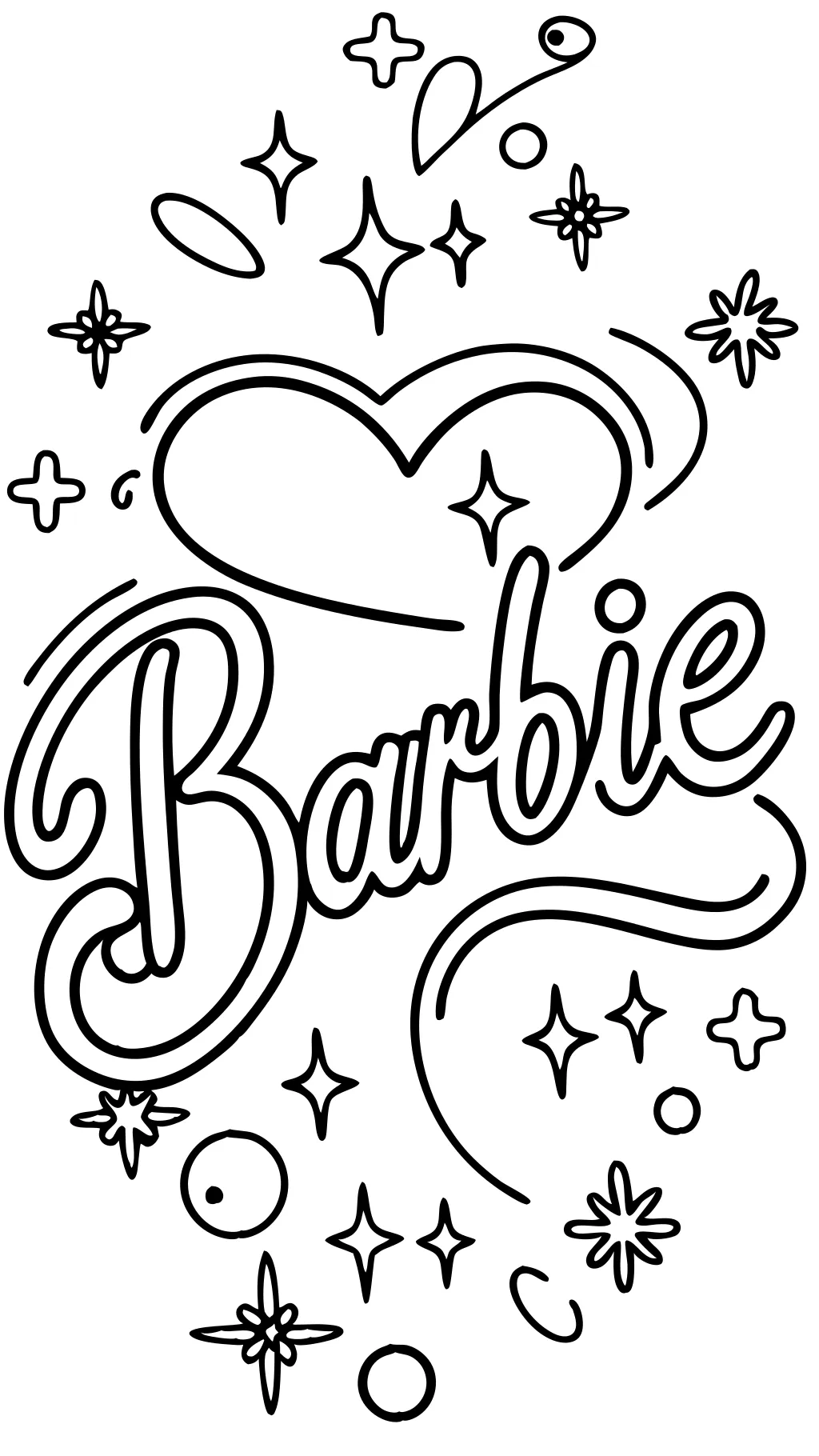 Páginas para colorear del logotipo de Barbie